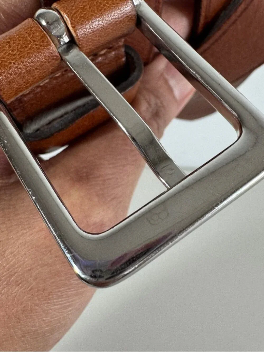 Swedish Leather Belt Brown Genuine Leather Silver Buckle Classic